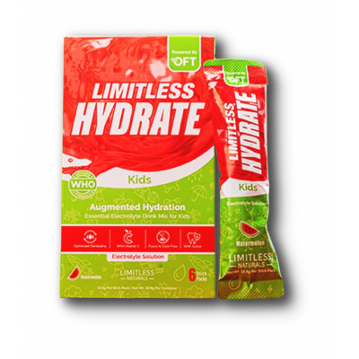 LIMITLESS HYDRATE KIDS AUGMENTED HYDRATION ELECTROLYTE SOLUTION WATERMELON FLAVOR 6 STICK PACKS